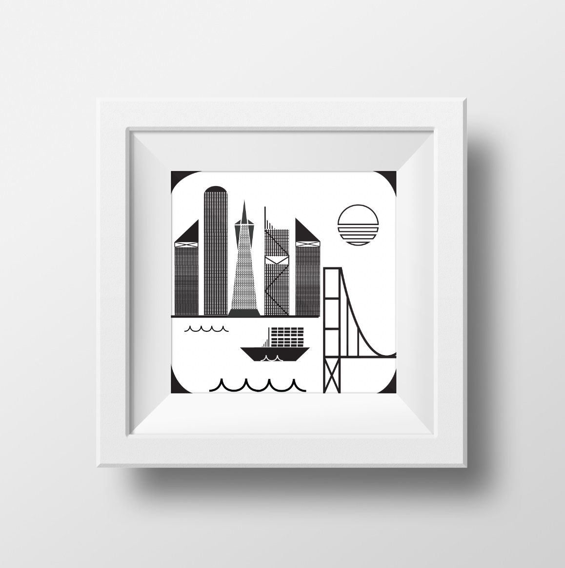 San Francisco skyline print, framed
